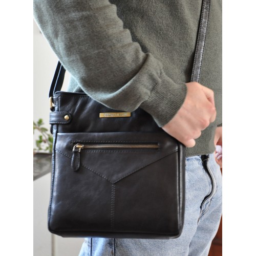 Bolsa de ombro de couro com...