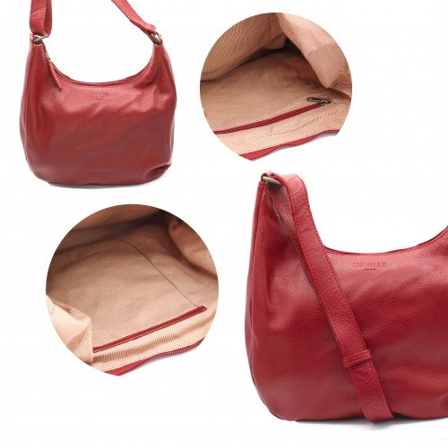 Bolsa de couro com zíper...