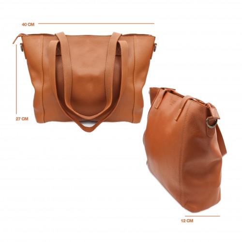 Bolsa de couro com zíper e...