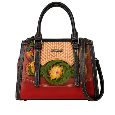 Bolsa de couro com alças...