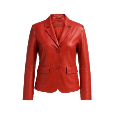 Blazer de couro com botões...