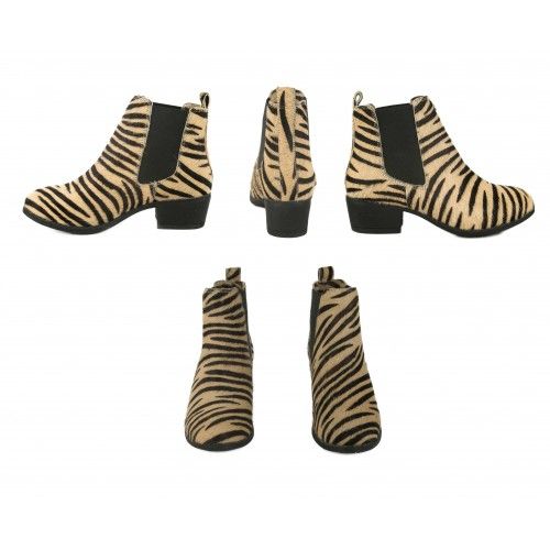 Botin de piel animal print con cierre elastico Zerimar - 3