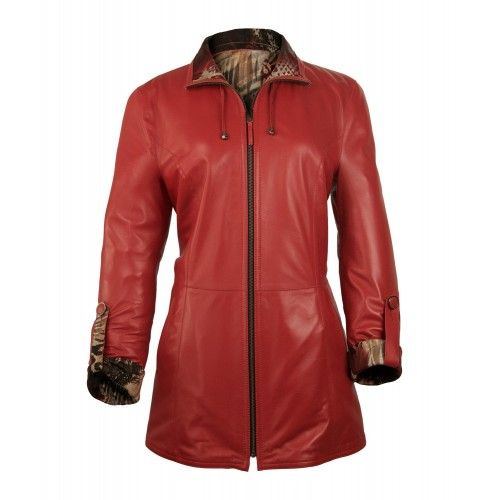 Chaqueta reversible de cuero larga con cierre de cremallera Zerimar - 3