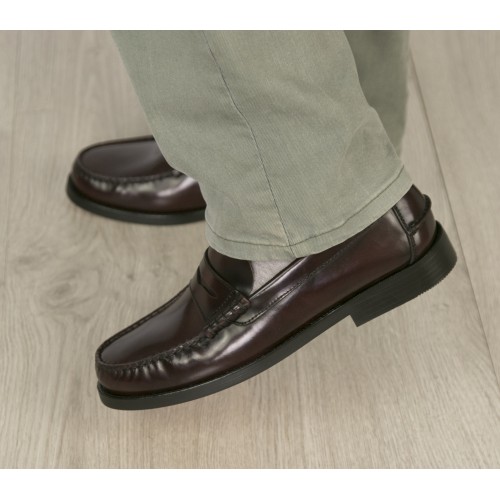 Mocasines burdeos de piel natural con antifaz talla PLUS Zerimar - 5