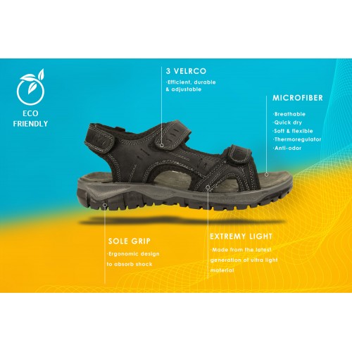 Sandalias de piel STONE con cierre de velcro Zerimar - 10