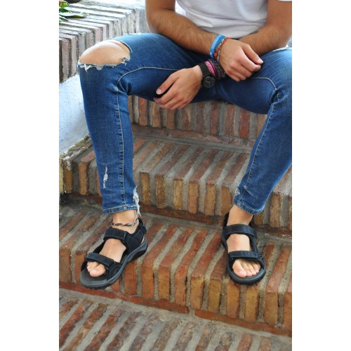 Sandalias de piel STONE con cierre de velcro Zerimar - 11