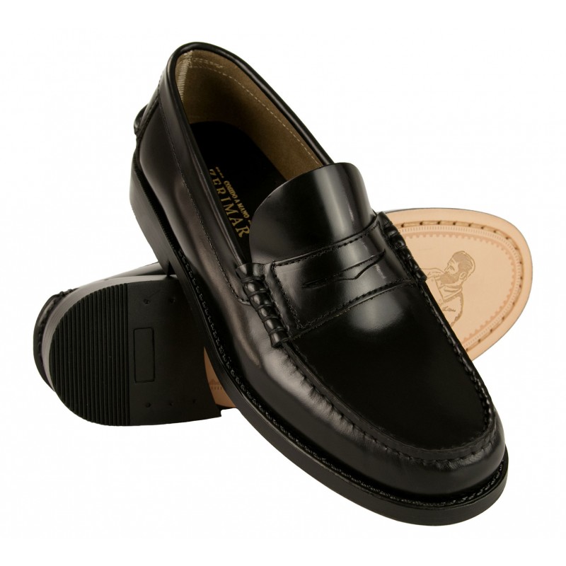 Mocasines negros de piel natural con antifaz Zerimar - 3