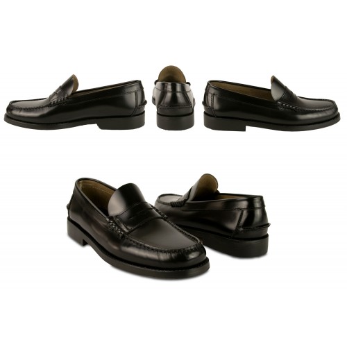 Mocasines negros de piel natural con antifaz Zerimar - 4